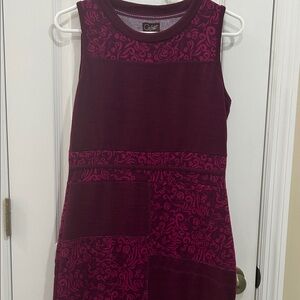 Sleeveless Burgundy & Fuchsia Knit Patch Dress by Coline